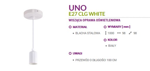 Závesné svietidlo UNO E27 biele Ideus