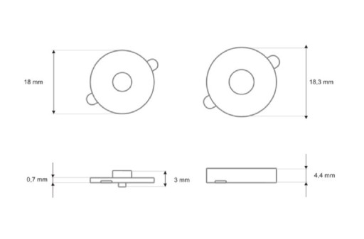 Magnetická spona okrúhla 18 mm, pripevnená k taške, strieborný nikel
