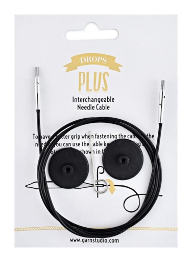 Vymeniteľné vlasce pre pletacie ihlice Drops, 80 cm, čierno-strieborné