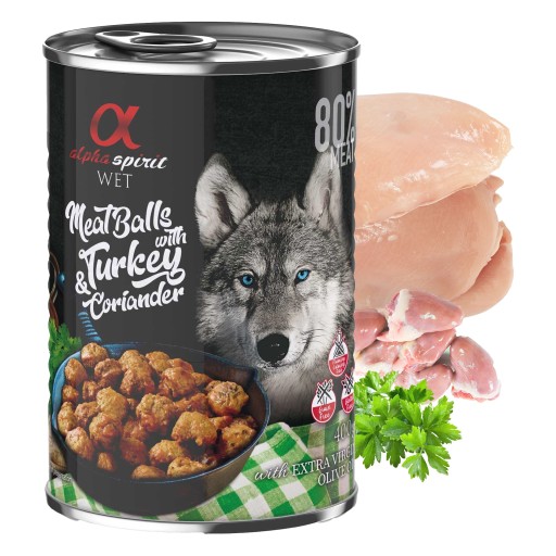 ALPHA SPIRIT Mokré krmivo pre psov Fašírky Morčacie 400g