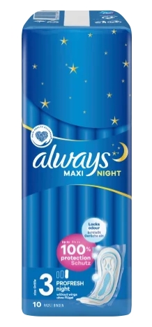 Vždy, Maxi noc, Hygienické vložky, 10 kusov