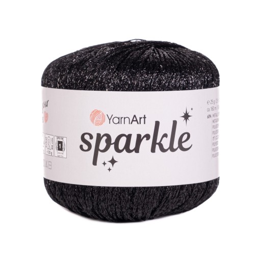 25g lesklá, metalická šnúra YarnArt Sparkle, čierna 1360