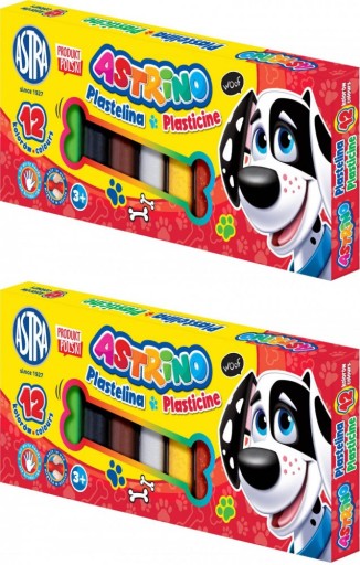 Školská plastelína Astra Astrino MIX FAREB 12 KS PÚZRIEK MIX VZOROV x 2