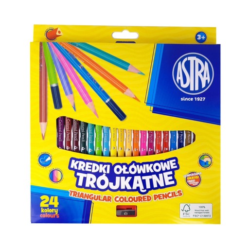 ASTRA ceruzkové trojhranné pastelky, 24 farieb