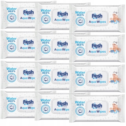 Vodou vlhčené obrúsky Aqua Wipes Fresh Baby 60