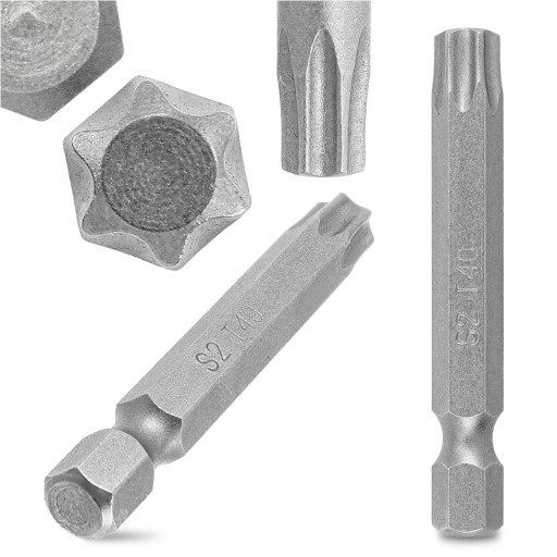2x dlhé skrutkovacie bity TORX 40 50 mm MAGNETICKÉ HROTY Oceľové hroty