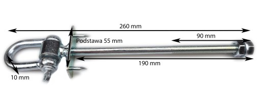 HÁK NA UPEVNENIE HÝJAČKY S SHAKELOM 10X200 + KOLÍKY