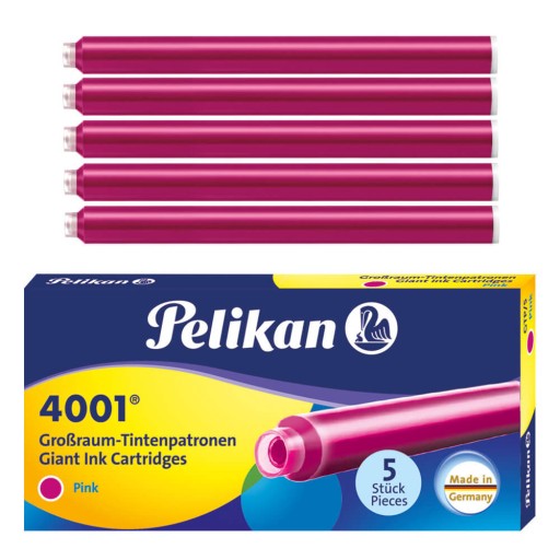 Pelikan 4001 ružové dlhé atramentové kazety, 5 ks