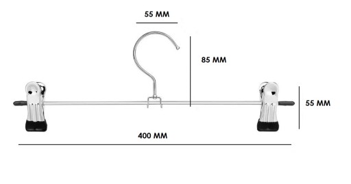 POLMART Vešiak na nohavice CHROME spony 40 CM