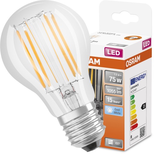 LED žiarovka E27 A60 7,5W 75W 4000K FILAMENT OSRAM