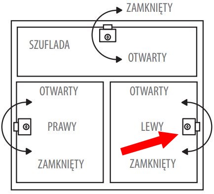 Štvorcový nábytkový zámok, ĽAVÝ, priemer 19, jeden kľúč #D20