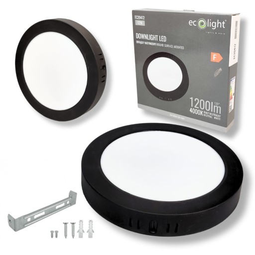 Prisadené okrúhle LED stropné svietidlo 12W 1200LM 4000K IP20 čierne