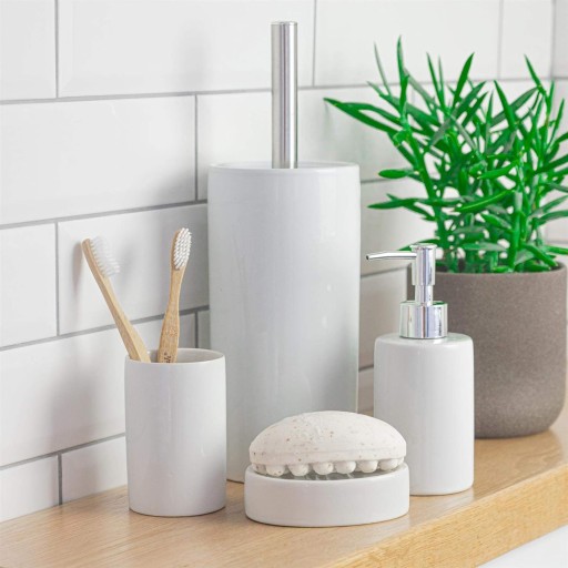 BIELA KERAMICKÁ NÁDOBKA NA MYDLO Harbour Housewares RUKÁVKA