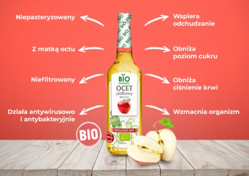 Nepasterizovaný jablčný ocot živý EKOLOGICKÝ s BIO matkou 0,7 l BioNaturo