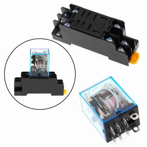 Stýkačové relé 230V AC 1x10A 2x5A so základňou