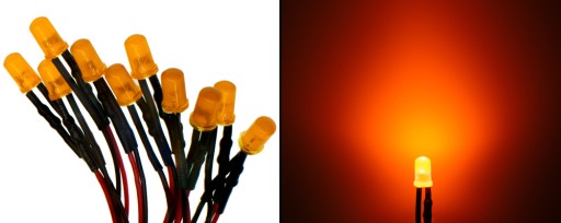 x10 LED 12V 3mm 7 FAREB, kábel 20cm