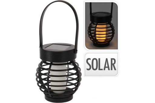 Solárny/LED lampáš 11 cm čierny