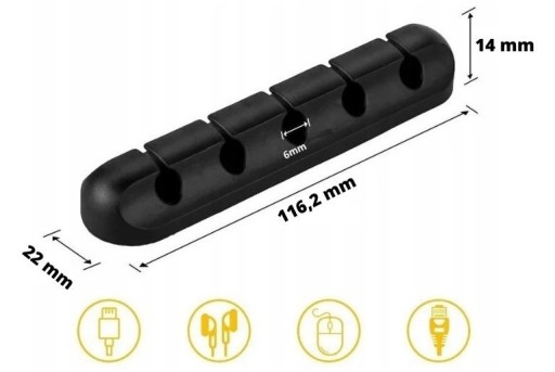 Organizér na káble na stôl 116,2x22x14mm čierny