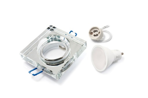 SET PEVNÝCH SKLENÝCH HALOGÉNOVÝCH SVIETIDIEL + 9W LED ŽIAROVKA + GU10 6000K