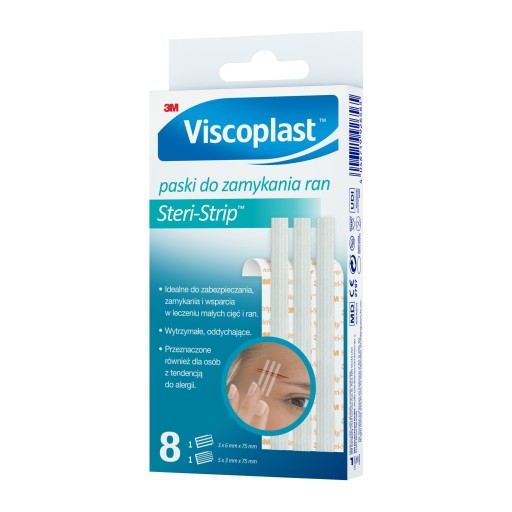 Viscoplast Steri-Strip prúžky na zakrytie rany, biele, 2 veľkosti, 16 kusov