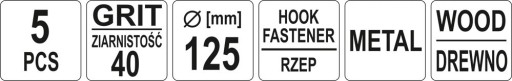 Brúsne kotúče so suchým zipsom 125mm p40 5 ks.