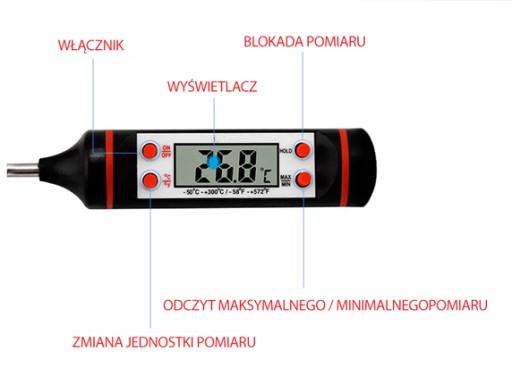 ELEKTRONICKÝ KUCHYNSKÝ TEPLOMER S DIGITÁLNOU LCD SONDOU NA MÄSO, VÍNO, GRIL