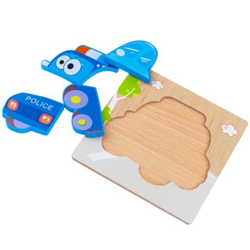 DREVENÉ BLOKY VZDELÁVACIE PUZZZLE POSTAVKY POLICAJTICKÉ AUTO MONTESSORI