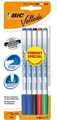 BiC za sucha stierateľné popisovače na biele tabule Velleda 1721 Fine mix 5 ks.