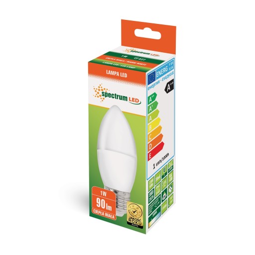 LED SVIEČKOVÁ žiarovka E27 1W 90lm 3000K teplá biela