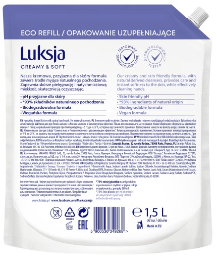 LUKSJA TEKUTÉ MYDLO 1500ML PLÁTNE ZVLHČUJÚCE