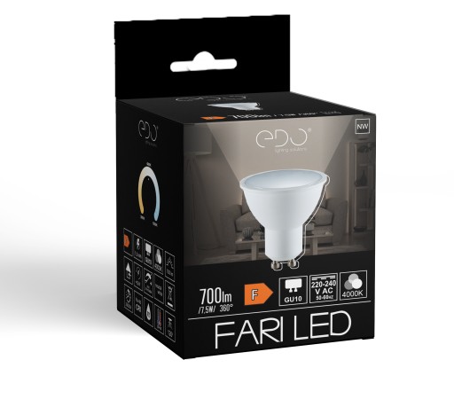 GU10 LED žiarovka 7,5W 4000K neutrál 120' 700lm EDO