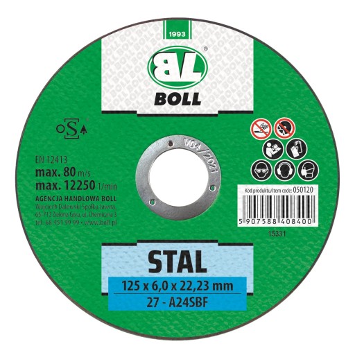 KOTÚČ NA REZANIE Skrutiek na brúsenie - OCEL 125x6,0 x 22,23 mm