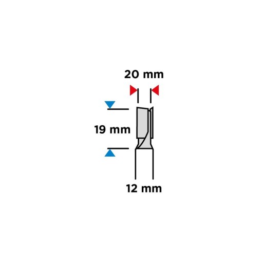 Dvojbřitá stopková fréza, HM, 20 x 19 mm, stopka