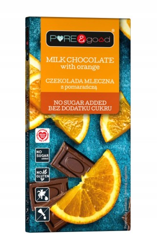 MLIEČNA čokoláda s pomarančom, PUREGOOD bez cukru