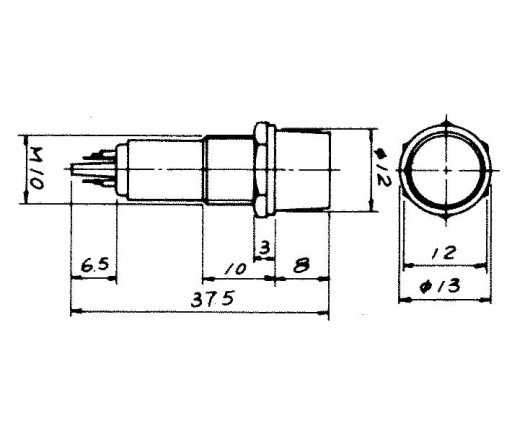 Signálka 220V červená, priemer otvoru 10mm