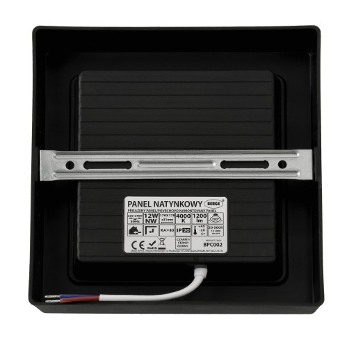 LED stropné svietidlo prisadené na povrch 12W 1200lm 4000K čierny štvorec