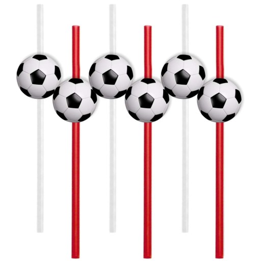 Papierové slamky FUTBAL bielo-červená POĽSKÁ narodeninová PARTY x6
