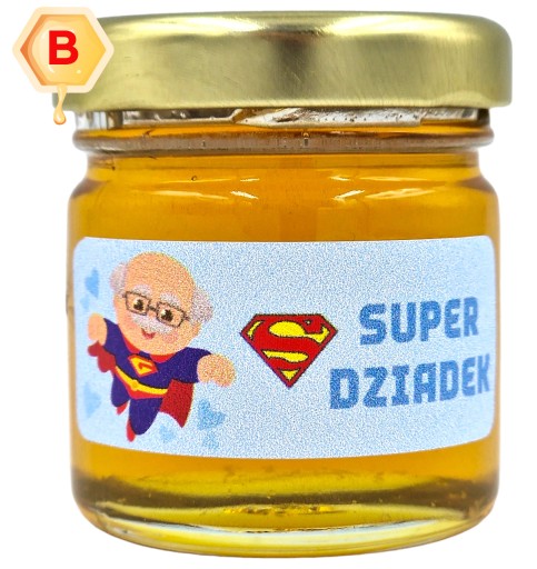 MEDOVÝ mini med BABIČKOVÝ DEŇ v tégliku 40g s nálepkou SUPER DEDKO