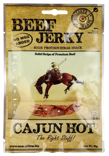 BEEF JERKY Sušené hovädzie mäso 50g snack k HORKÉMU pivu CAJUN