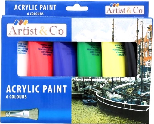AKRYLÁLOVÉ FARBY VEĽKÁ SADA XL 6 FAREB x 75 ML V TUBÁCH Artist & Co