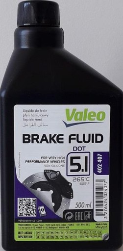 BRZDOVÁ KVAPALINA. DOT 5.1 (0.5L) 402407 VALEO
