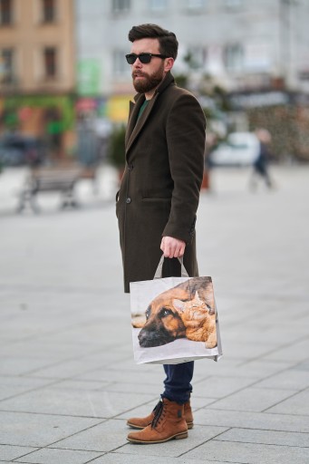 Látková nákupná taška 35x20x35cm pes a mačka