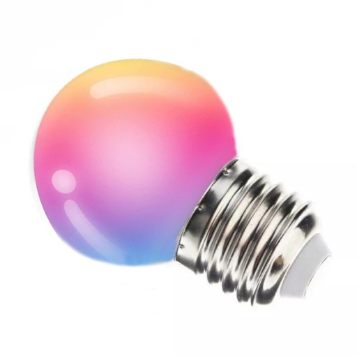 E27 LED guľová žiarovka 1W RGB Farebná dekoratívna