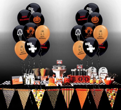 HALLOWEEN Set Banner Balloons Pumpkin Ghost 12 ks.
