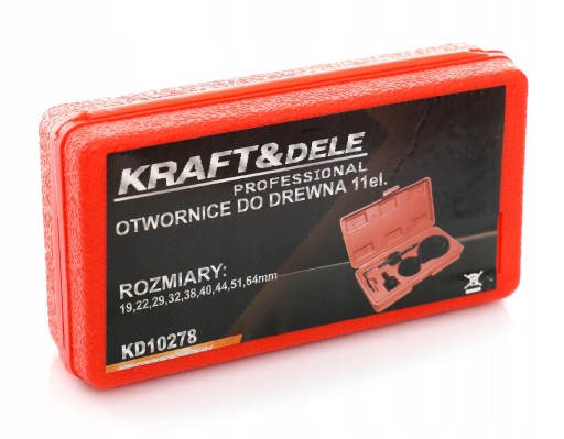 Dierovacie píly, korunky, priamočiare píly na drevo, sada 11 ks. 19-64 mm KD10278