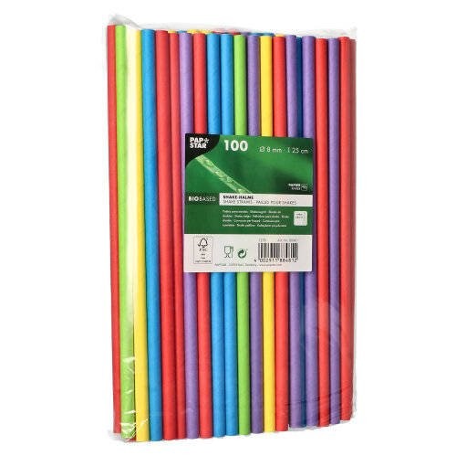 SHAKE papierové slamky 100 ks. 25 cm x 8 mm zmiešané farby