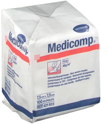 HARTMANN - Medicomp 7,5 x 7,5 cm, 100 ks. nesterilné