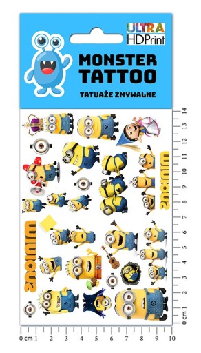 UMÝVAJÚCE DOČASNÉ TETOVANIE PRE DETSKÉ DETSKÉ MINIONY, ORIGINÁLNE DIZAJNY