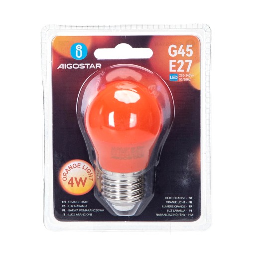 Dekoratívna LED žiarovka E27 na 230V G45 4W oranžová