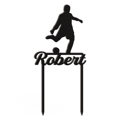 čierny topper futbal 2 menná ozdoba na tortu